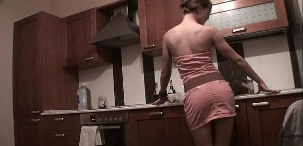  Young russian teen teasing in the kitchen